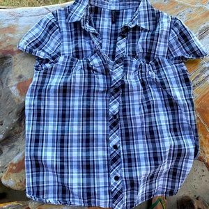 TOPSHOP Open back blouse plaid pattern